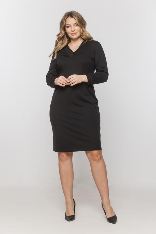 Czarna dzianinowa sukienka z dekoltem w serek - 2