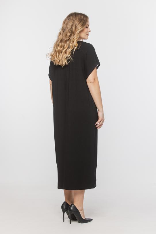 Czarna dzianinowa sukienka z nadrukiem czerwonej róży - 3