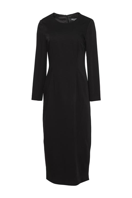 Czarna elegancka sukienka midi o dopasowanym fasonie - 1