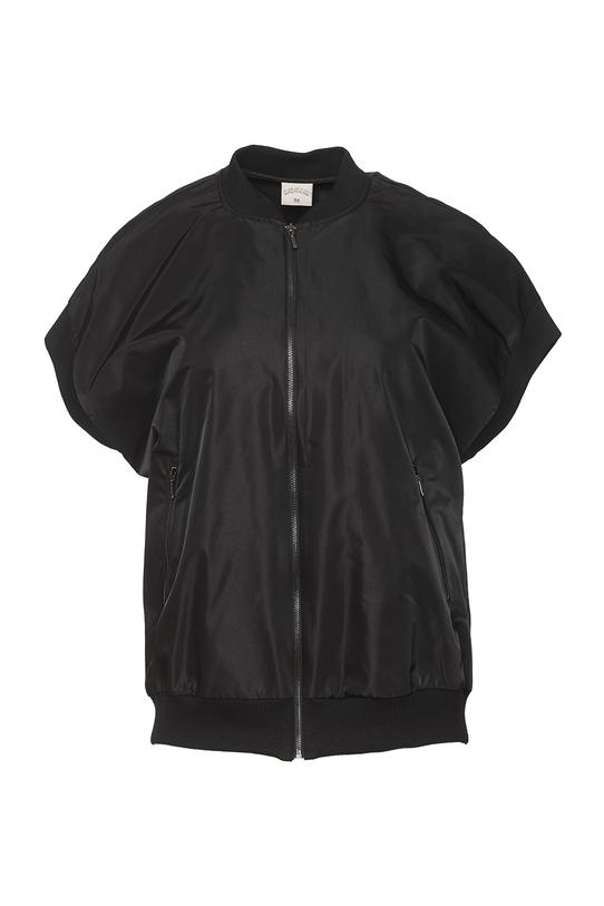 Czarna kamizelka z tkaniny o kroju bomberki - 1