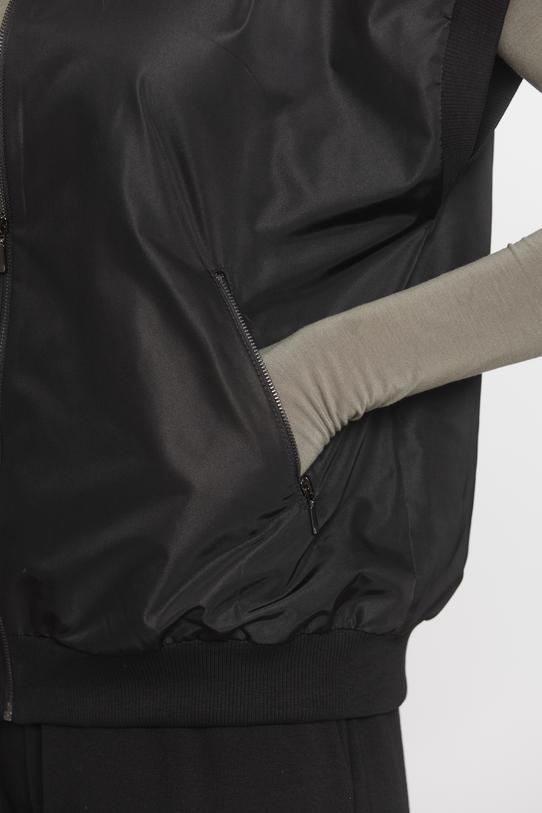 Czarna kamizelka z tkaniny o kroju bomberki - 6