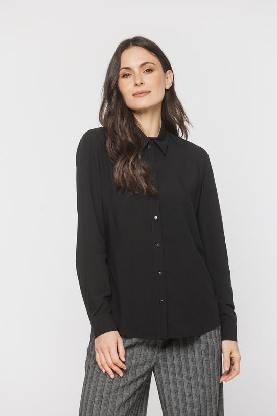 Czarna klasyczna koszula damska o prostym fasonie - 2