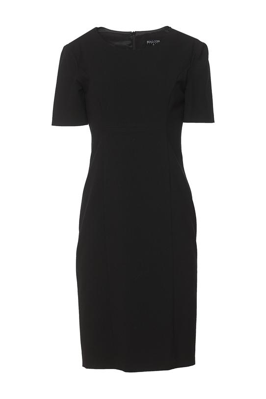 Czarna klasyczna sukienka z małym okrągłym dekoltem - 1