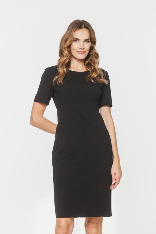 Czarna klasyczna sukienka z małym okrągłym dekoltem - 2