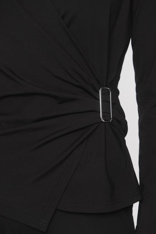 Czarna kobieca bluzka z dzianiny wiskozowej - 5