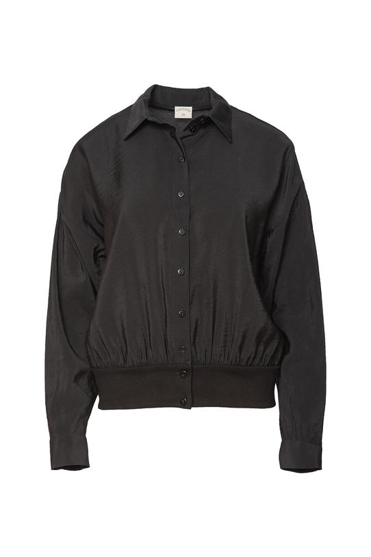 Czarna krótka koszula z modalu w sportowym stylu - 1