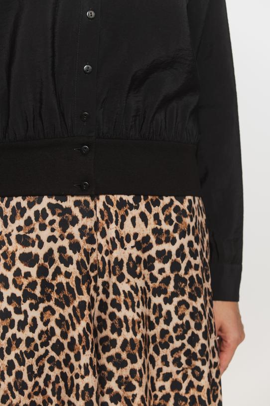 Czarna krótka koszula z modalu w sportowym stylu - 6