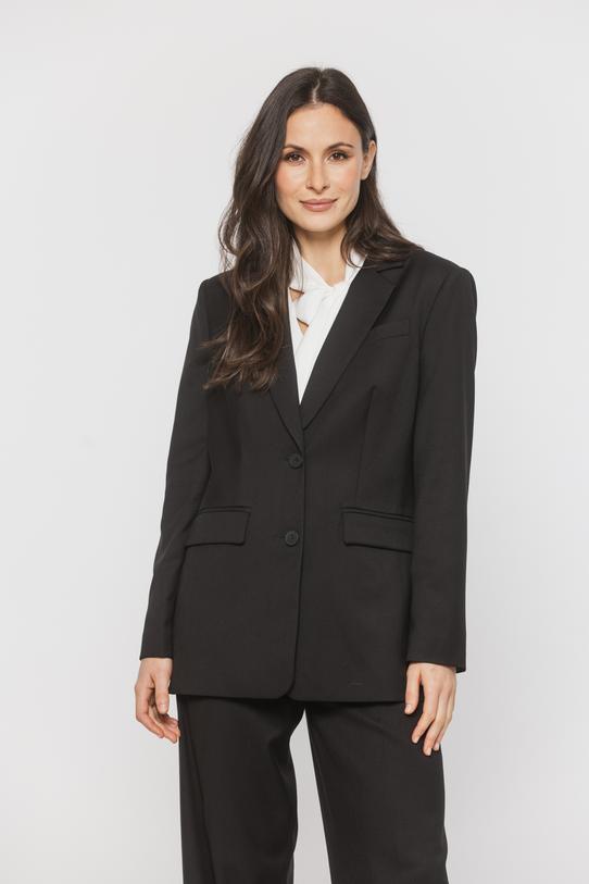 Czarna marynarka o klasycznej formie z kieszeniami i patkami - 3