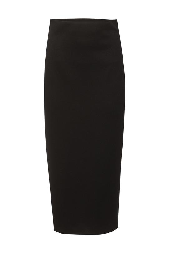Czarna ołówkowa spódnica midi z elastycznego materiału - 1