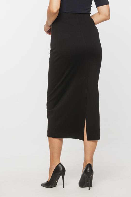Czarna ołówkowa spódnica midi z elastycznego materiału - 3