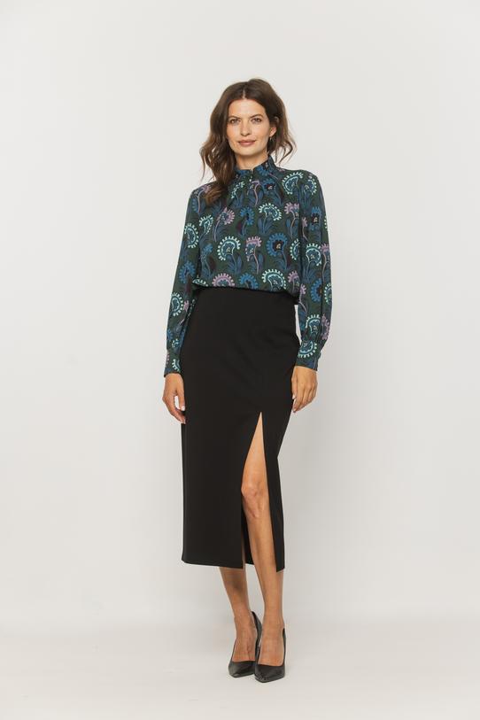 Wizualizacja Czarna ołówkowa spódnica z rozporkiem z przodu