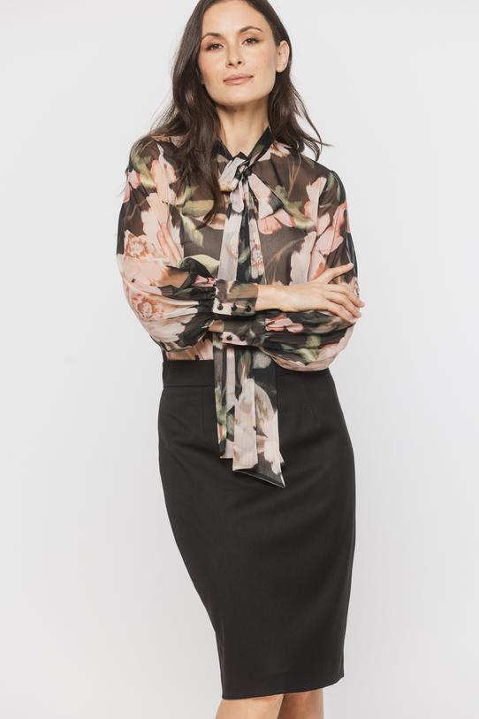 Czarna ołówkowa spódnica z rozporkiem z tyłu - 2