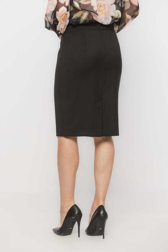 Czarna ołówkowa spódnica z rozporkiem z tyłu - 4