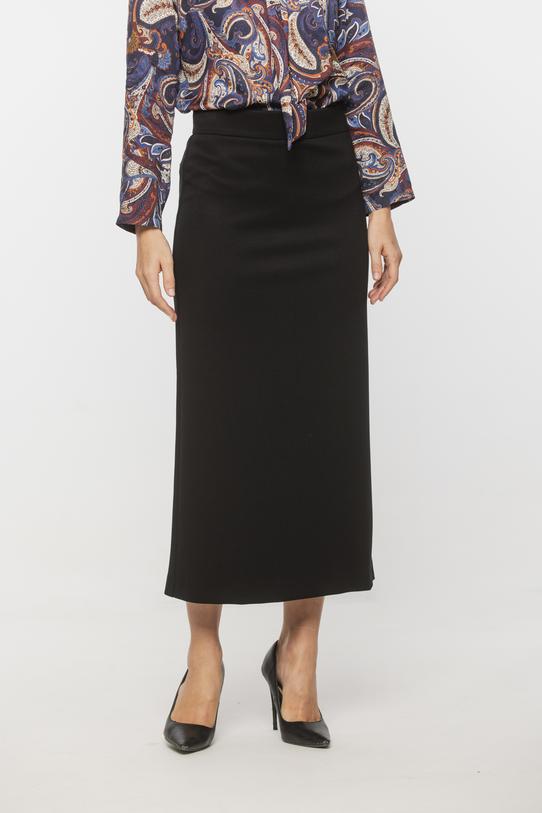 Czarna spódnica midi o delikatnie trapezowym kroju - 2
