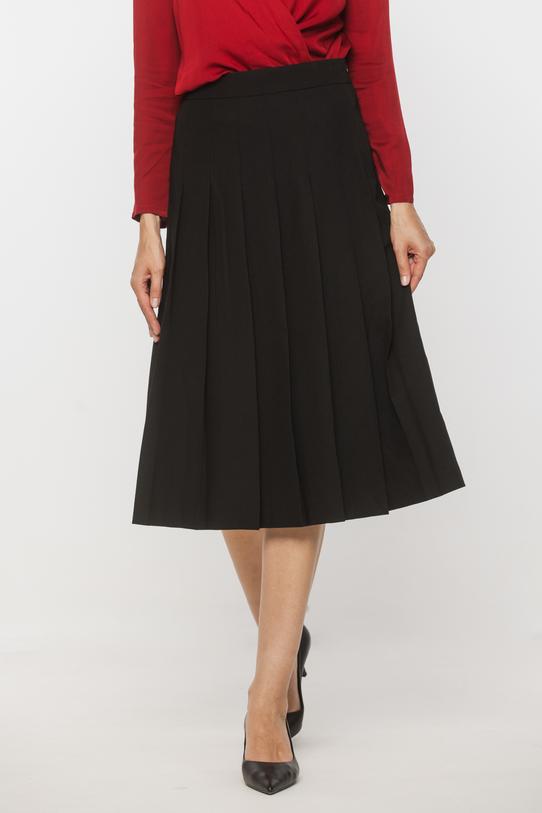 Czarna spódnica z zakładkami i podszewką - 2