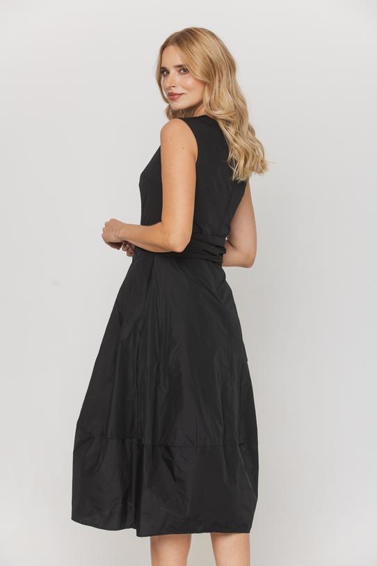 Czarna sukienka bombka z tafty o długości midi - 3