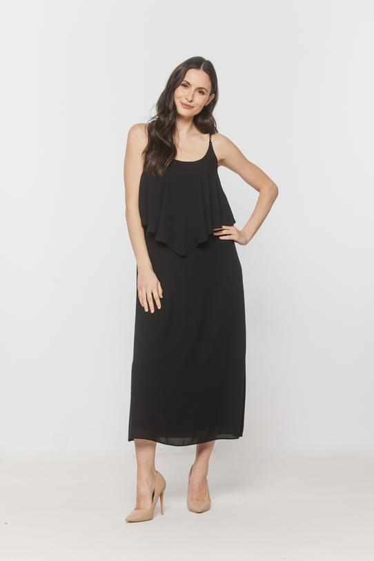 Wizualizacja Czarna sukienka z biżuteryjnymi ramiączkami