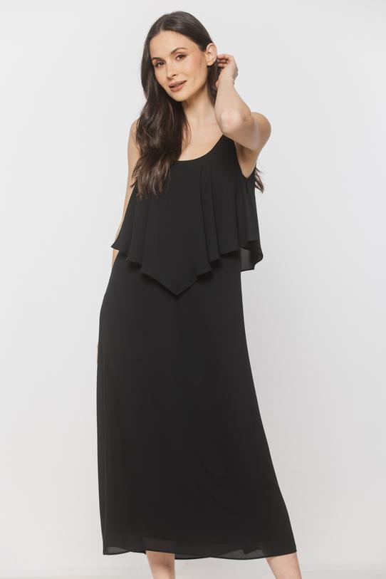 Czarna sukienka z biżuteryjnymi ramiączkami - 2