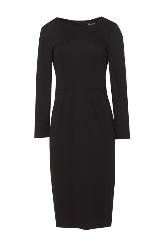 Czarna sukienka z dzianiny w klasycznym wydaniu - 1