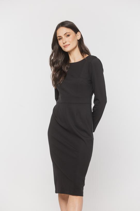 Czarna sukienka z dzianiny w klasycznym wydaniu - 2