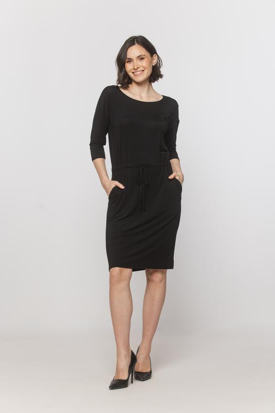 Wizualizacja Czarna sukienka z gumką w talii