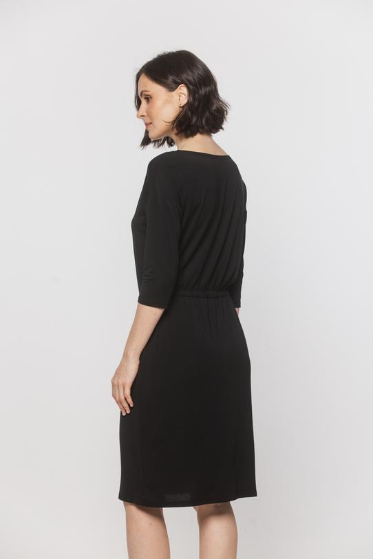 Czarna sukienka z gumką w talii - 3