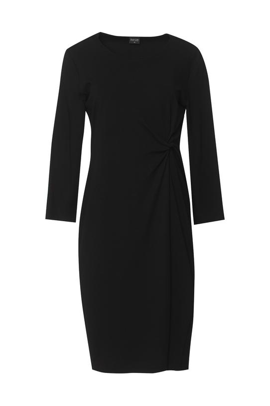 Czarna sukienka z miękkiej dzianiny i modelującym supłem - 1