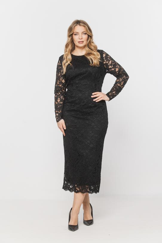Wizualizacja Czarna sukienki z koronki o długości midi