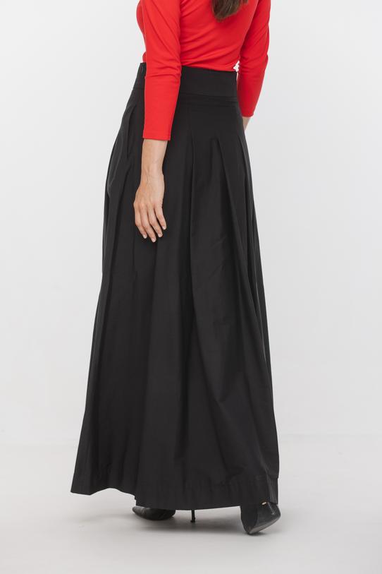 Czarna szeroka spódnica z bawełny w wersji maxi - 3