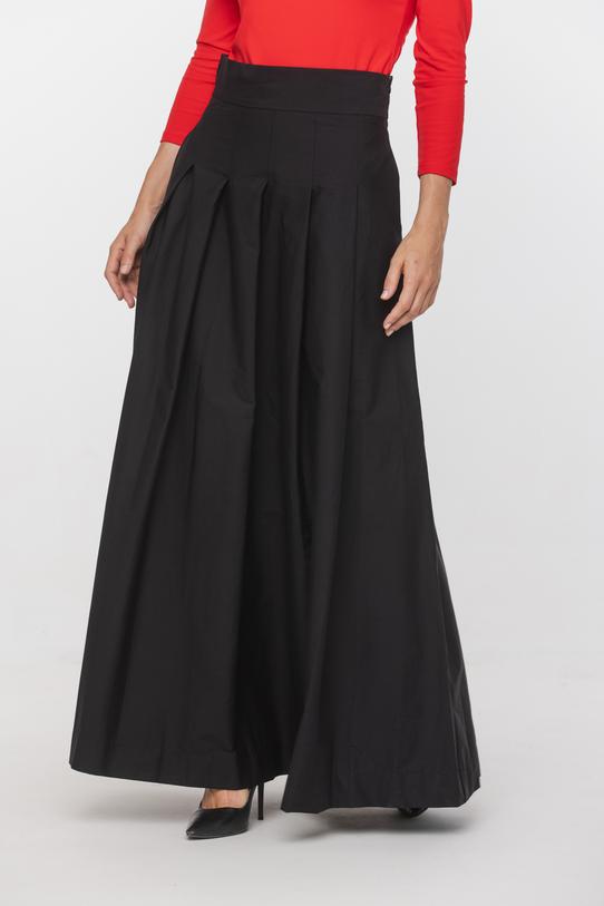 Czarna szeroka spódnica z bawełny w wersji maxi - 2