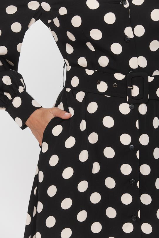 Czarna szmizjerka w grochy z bufiastym rękawem - 5