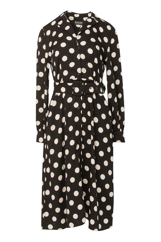 Czarna szmizjerka w grochy z bufiastym rękawem - 1