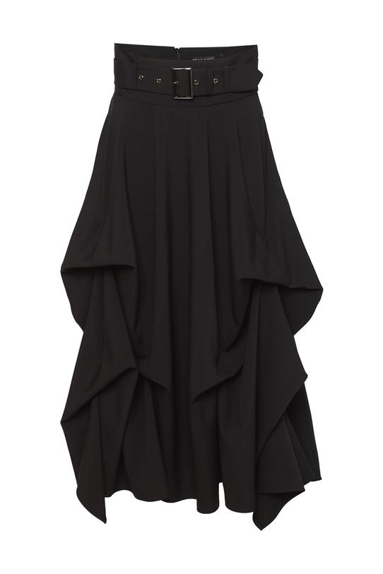 Czarna szykowna spódnica z efektownymi podpięciami - 1