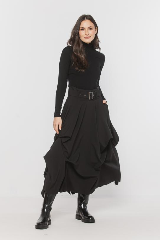 Wizualizacja Czarna szykowna spódnica z efektownymi podpięciami