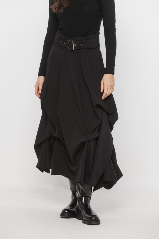 Czarna szykowna spódnica z efektownymi podpięciami - 2