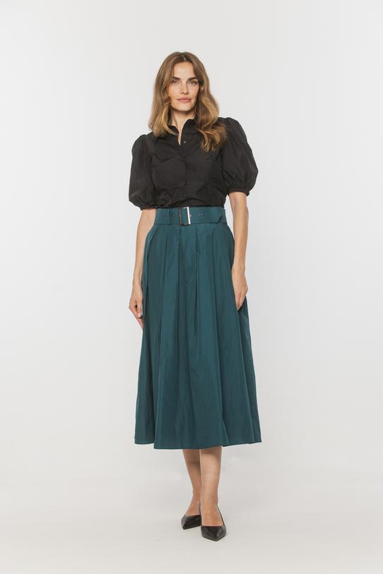 Wizualizacja Czarna taftowa koszula z bufiastymi rękawkami