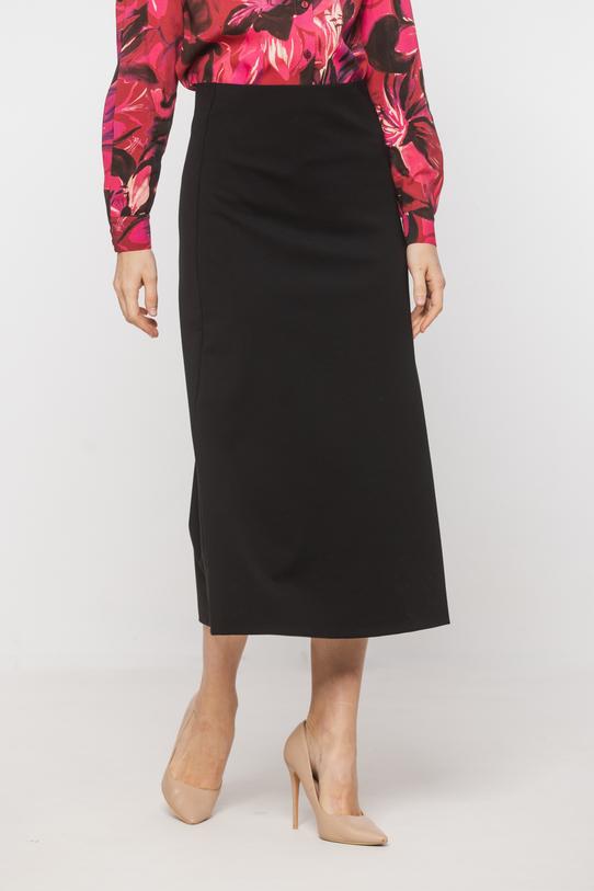 Czarna trapezowa spódnica z gumką w pasie - 2