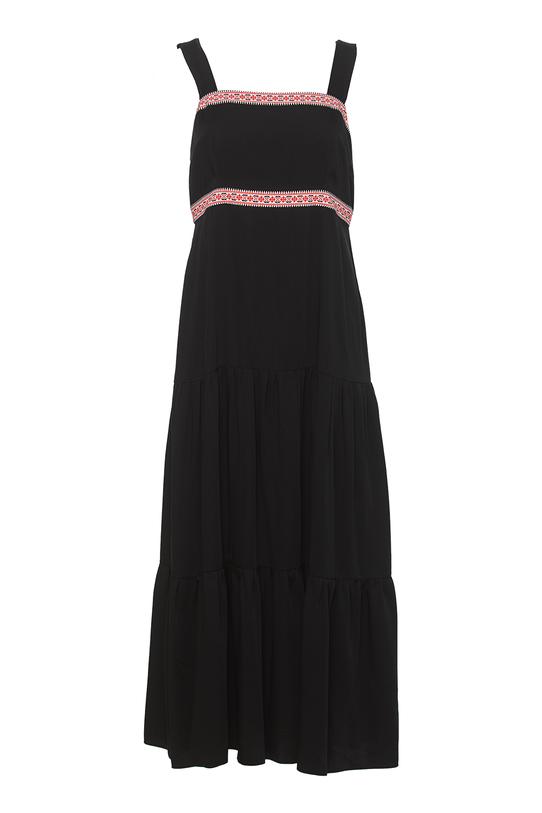 Czarna wiskozowa sukienka midi na ramiączkach - 1