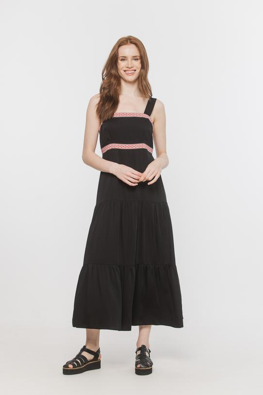 Wizualizacja Czarna wiskozowa sukienka midi na ramiączkach