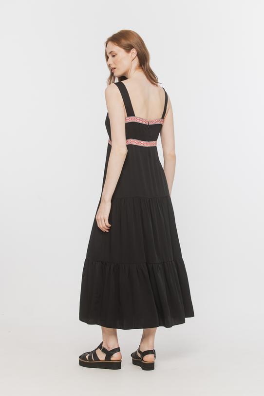 Czarna wiskozowa sukienka midi na ramiączkach - 3