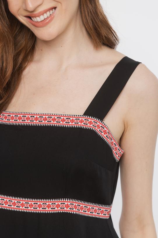 Czarna wiskozowa sukienka midi na ramiączkach - 5