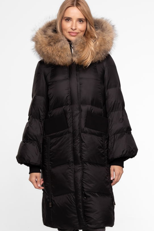 Czarna zimowa kurtka z połyskującej tkaniny - 3