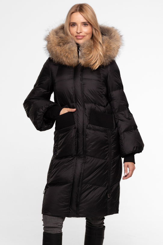 Czarna zimowa kurtka z połyskującej tkaniny - 2