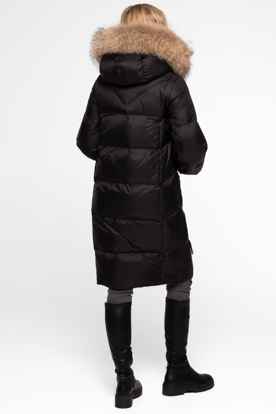 Czarna zimowa kurtka z połyskującej tkaniny - 4