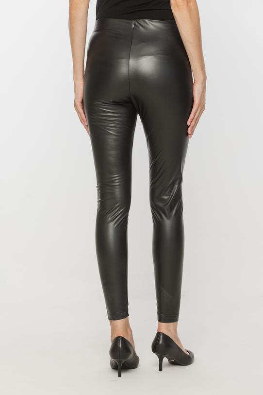 Czarne długie leginsy z elastycznej eko skóry - 3