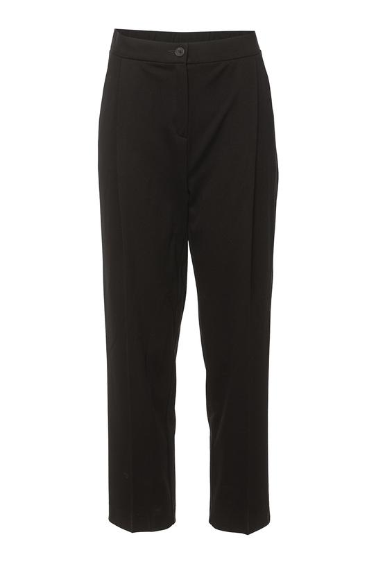 Czarne dzianinowe spodnie w kant z gumką w pasie - 1