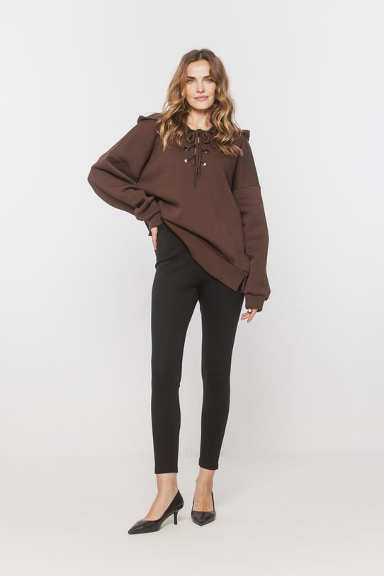 Wizualizacja Czarne leginsy z grubej dzianiny bawełnianej