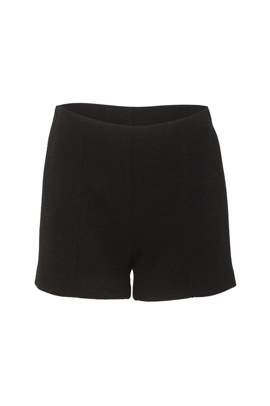 Czarne spodenki z prążkowanej dzianiny sweterkowej - 1