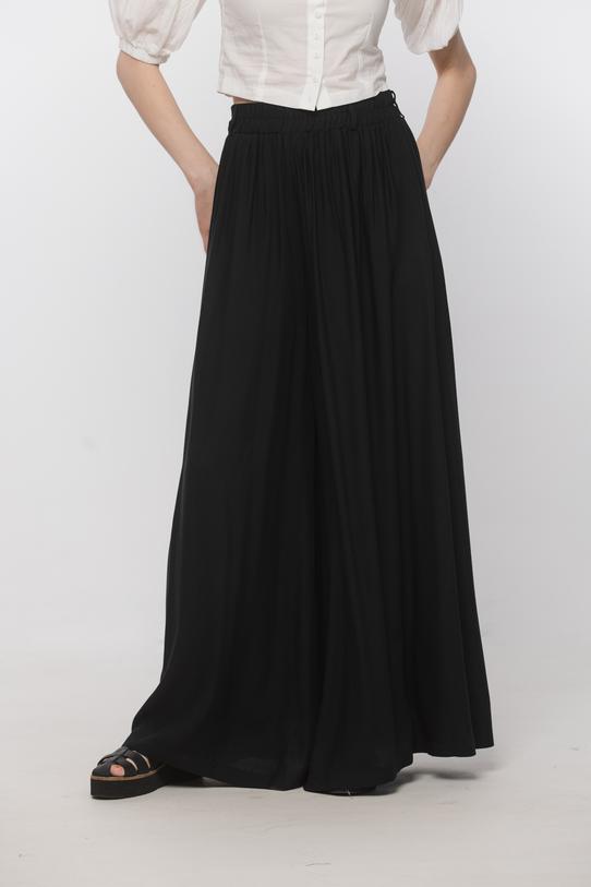 Czarne spódnico-spodnie ze szlufkami i gumką - 2