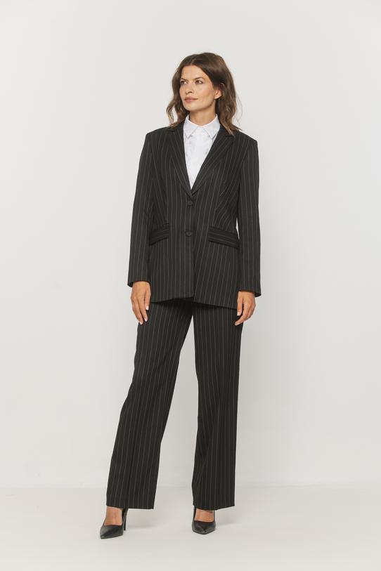 Czarne spodnie w subtelny pionowy prążek - 3